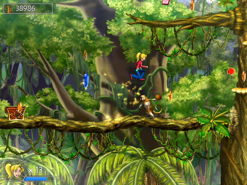 The Tuttles Madcap Misadventures (Windows) screenshot: I hope that's just a coconut that the monkey is throwing.