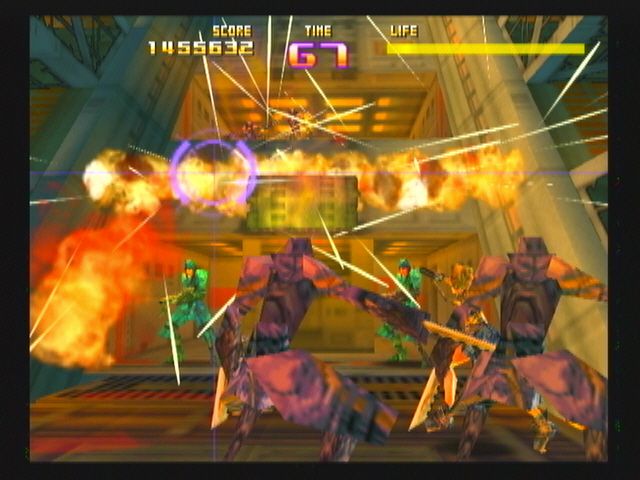 Sin and Punishment (Wii) screenshot: Ambuscades in an elevator.