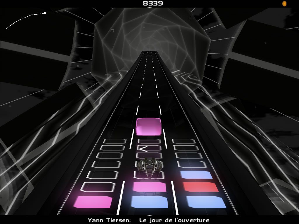 Audiosurf (Windows) screenshot: The tracks ends along with the song.