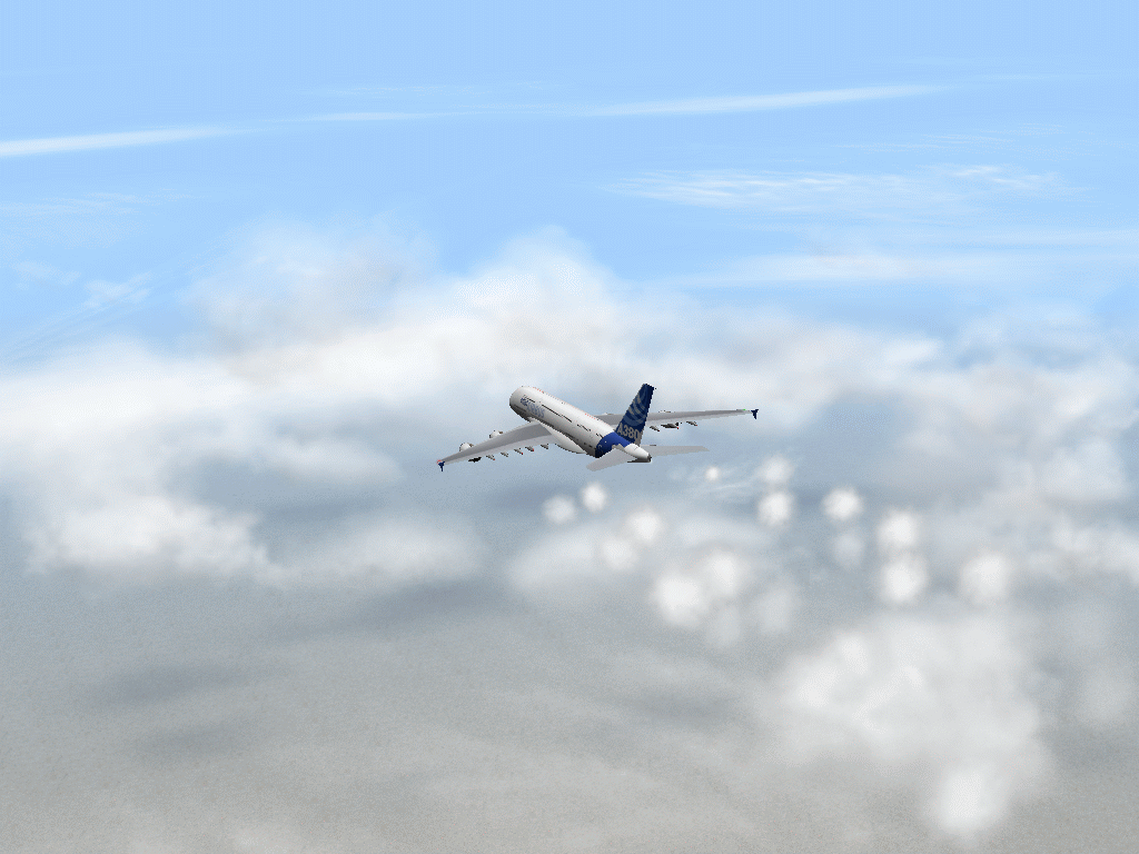 X-Plane 8 (Windows) screenshot: Airbus 380