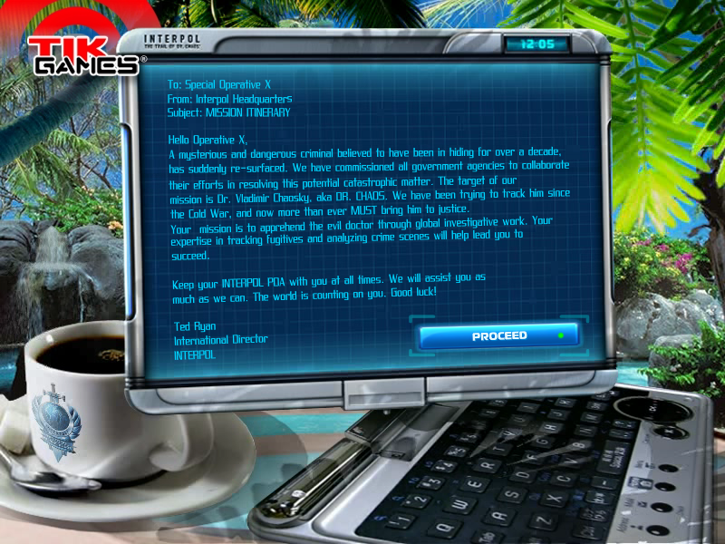 Interpol: The Trail of Dr. Chaos (Windows) screenshot: Mission briefing