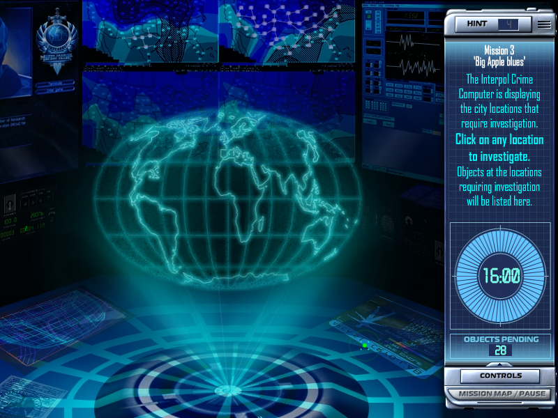Interpol: The Trail of Dr. Chaos (Windows) screenshot: World map
