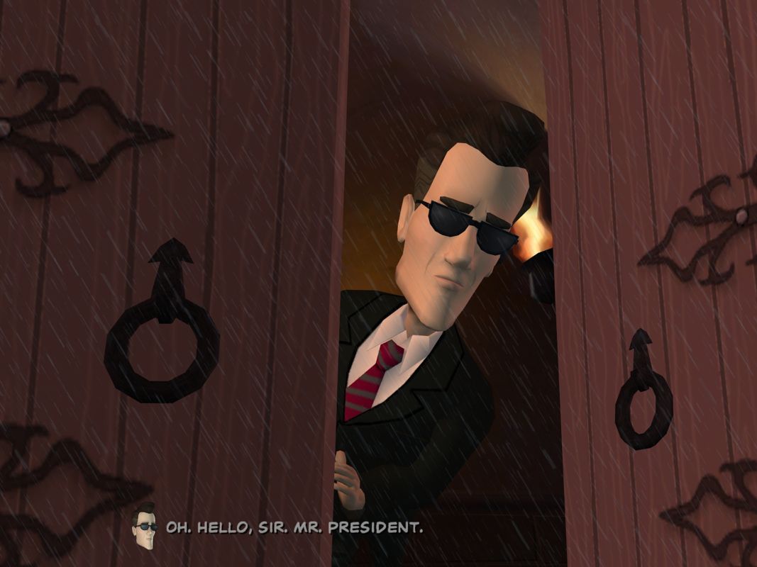 Sam & Max: Season Two - Night of the Raving Dead (Windows) screenshot: Superball is back and once again answers the door.