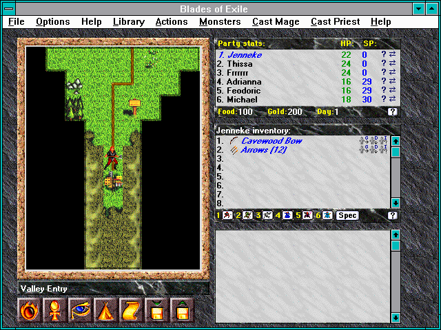Blades of Exile (Windows 3.x) screenshot: Out of the town!