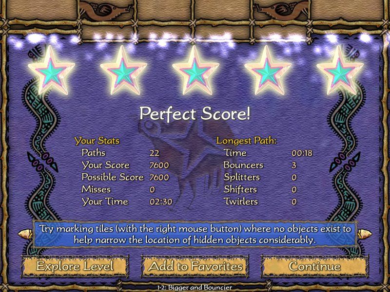 Pathstorm (Windows) screenshot: Perfect score