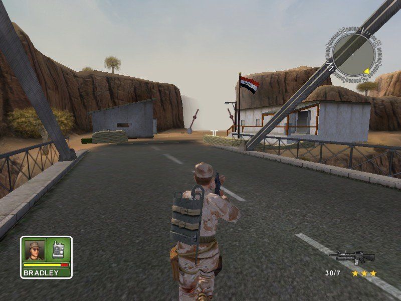 Conflict: Desert Storm (Windows) screenshot: Advancing on an Iraqi outpost.