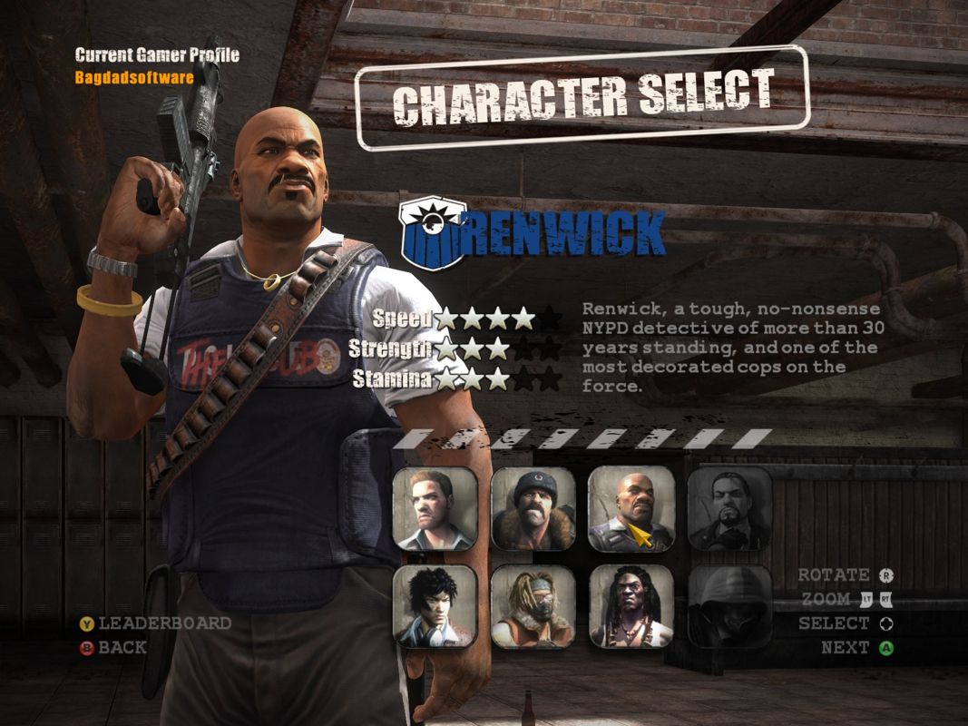 The Club (Windows) screenshot: Choose your character.