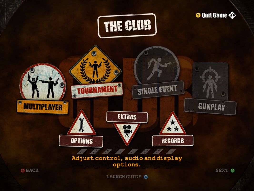 The Club (Windows) screenshot: Main Menu