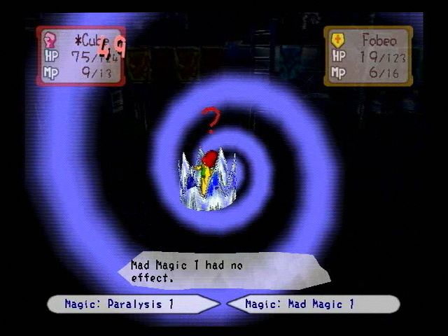 Magic Pengel: The Quest for Color (PlayStation 2) screenshot: A magical attack having a status effect.