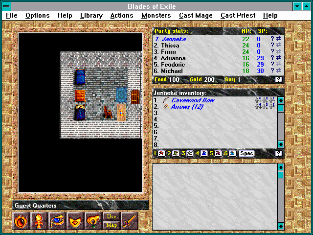 Blades of Exile (Windows 3.x) screenshot: Starting location