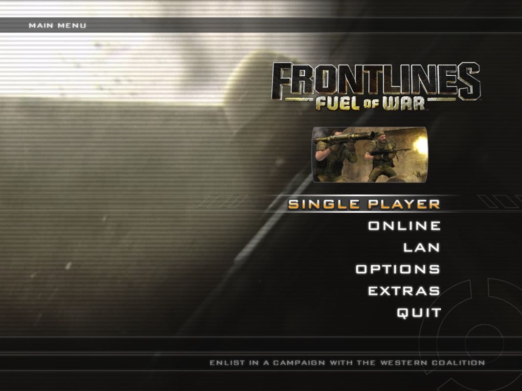 Frontlines: Fuel of War (Windows) screenshot: Main Menu