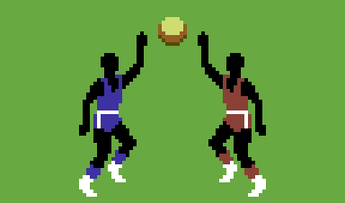 International Basketball (Commodore 64) screenshot: Tip off coming up