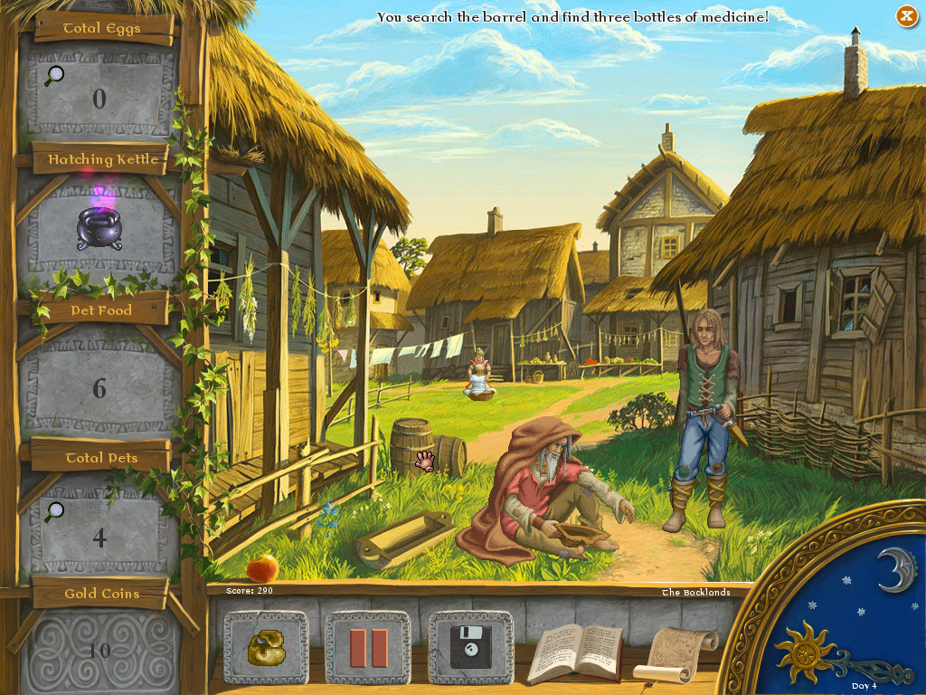 Grimm's Hatchery (Windows) screenshot: Interacting with the environment of the poor part of town.