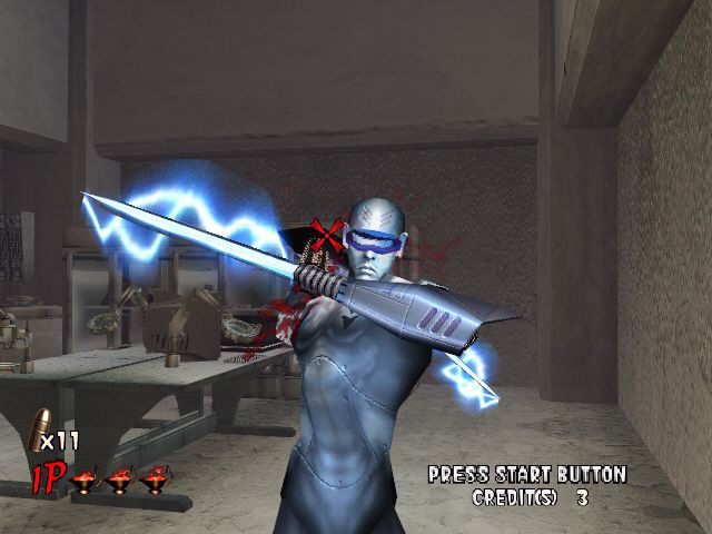 The House of the Dead 2 (Windows) screenshot: Lightsaber-wielding zombies? Sure why not.