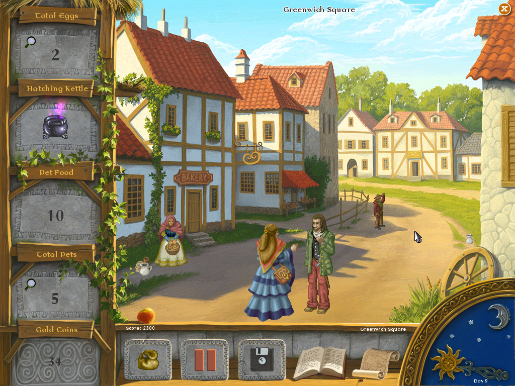 Grimm's Hatchery (Windows) screenshot: At Greenwhich square. That guy in the back is the apothecary.