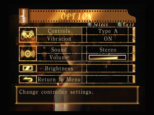 Fatal Frame (PlayStation 2) screenshot: Options