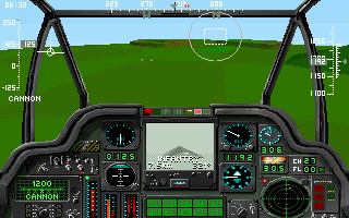 Gunship 2000: Philippine Islands & Antarctica Scenario Disk With Mission Builder (DOS) screenshot: Cockpit view [Philippine Islands campaign]