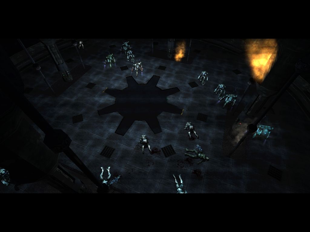 Kreed (Windows) screenshot: Cutscene - Moments later, everyone gets slaughtered by aliens! Darn it!