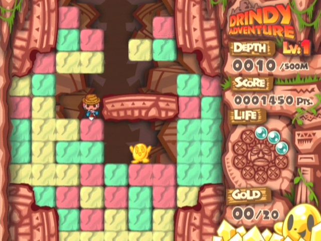 Mr. Driller: Drill Land (GameCube) screenshot: Grab that gold!