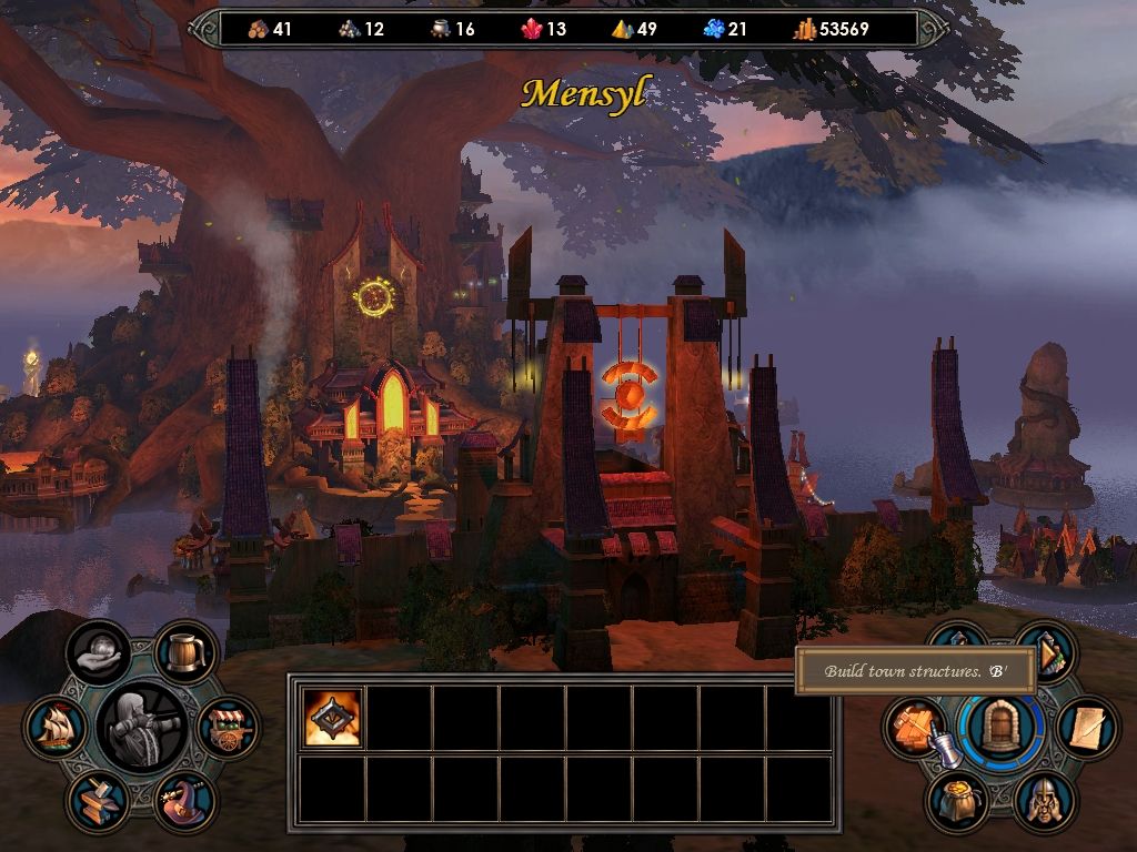 Heroes of Might and Magic V (Windows) screenshot: A Sylvan town