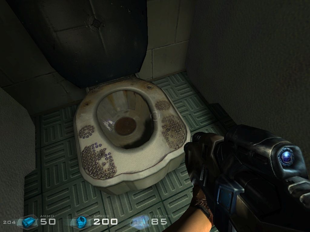 Kreed: Battle for Savitar (Windows) screenshot: That is one hideous looking toilet! Seriously, who would sit on that?