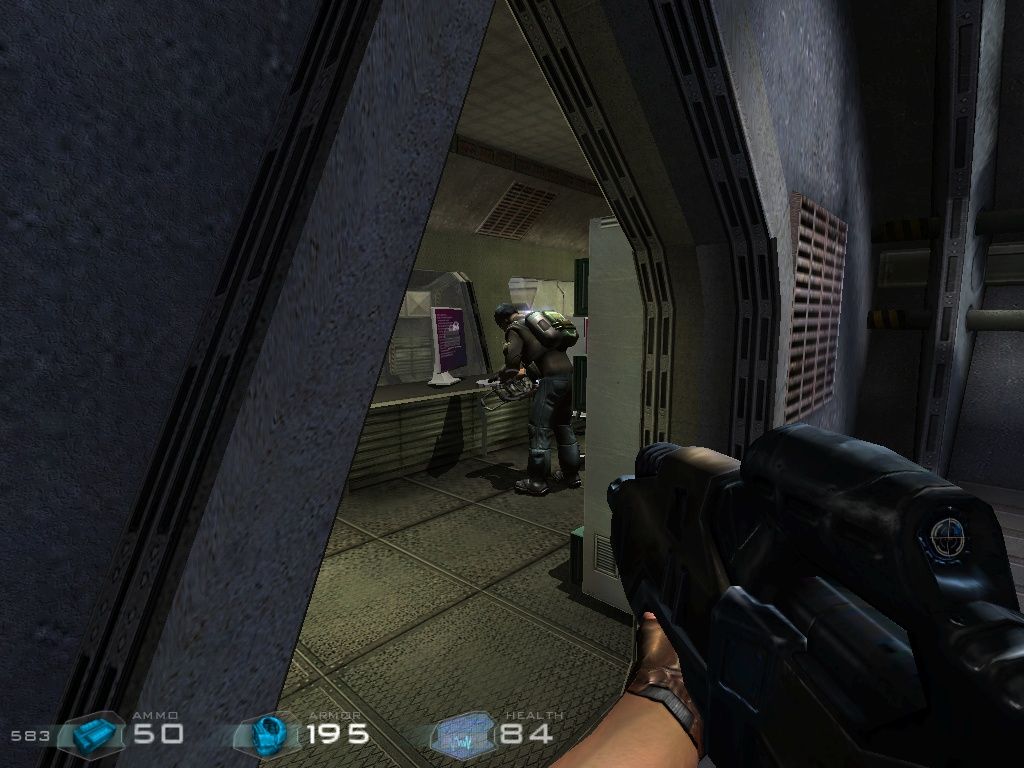 Kreed: Battle for Savitar (Windows) screenshot: This guy is so absorbed in his work! He has no idea I'm sneaking up behind him with a post-it note marked 'I SMELL'