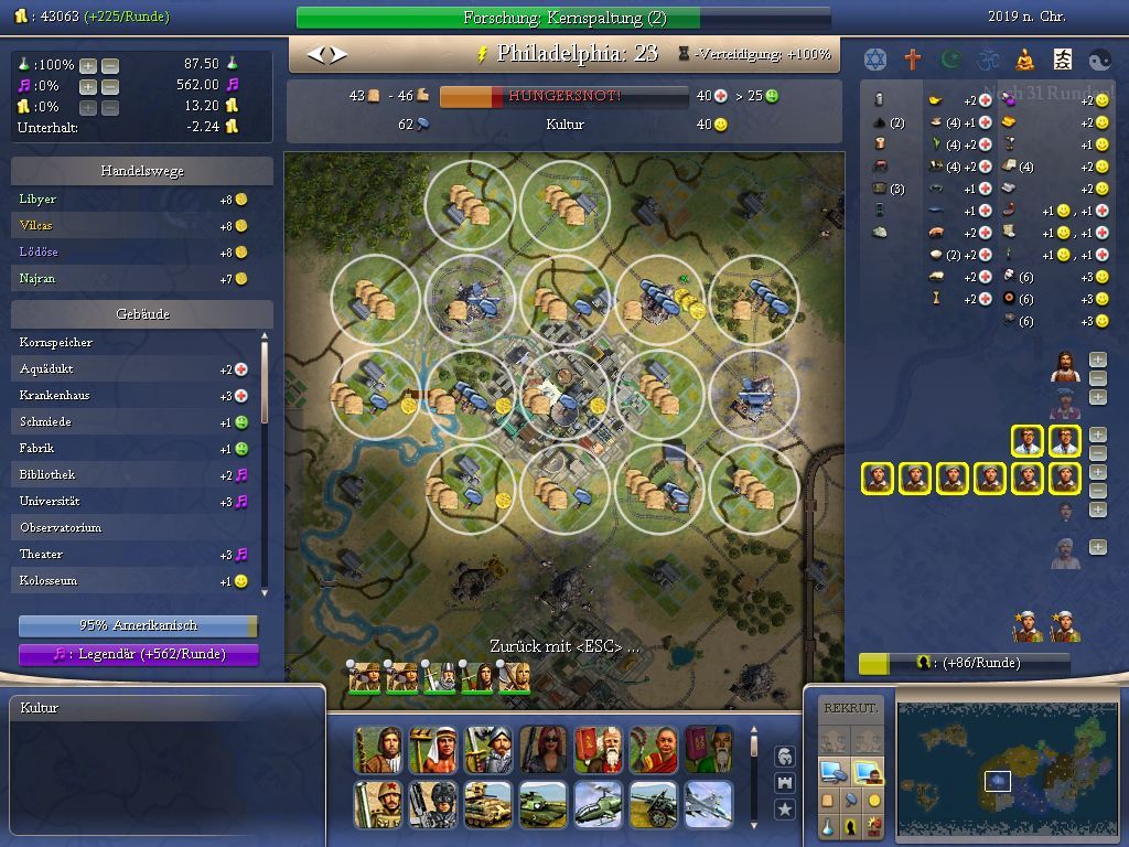 Sid Meier's Civilization IV: Warlords (Windows) screenshot: A close view to a city with a high culture rating