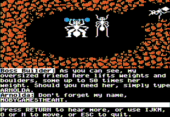 Microzine #23 (Apple II) screenshot: Escape from Antcatraz - Worker Ants Help me Out