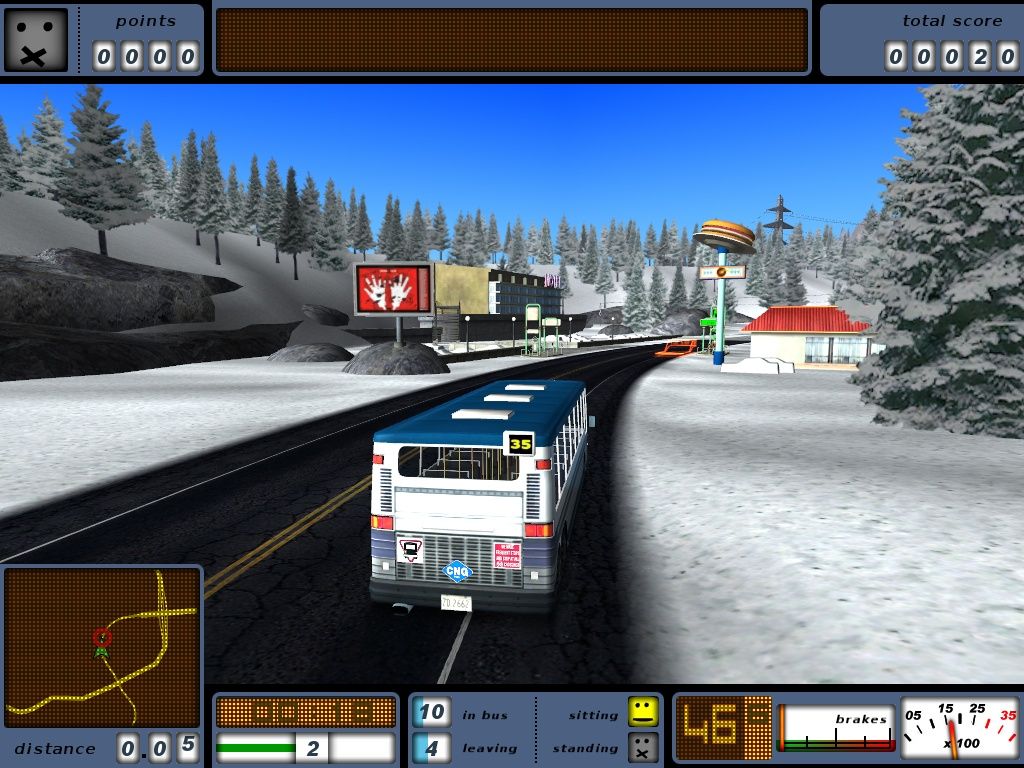 Bus Driver (Windows) screenshot: Going to pick some people up from the burger bar
