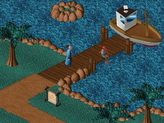 Relentless: Twinsen's Adventure (DOS) screenshot: Here we have to hire a ship to get to our next destination