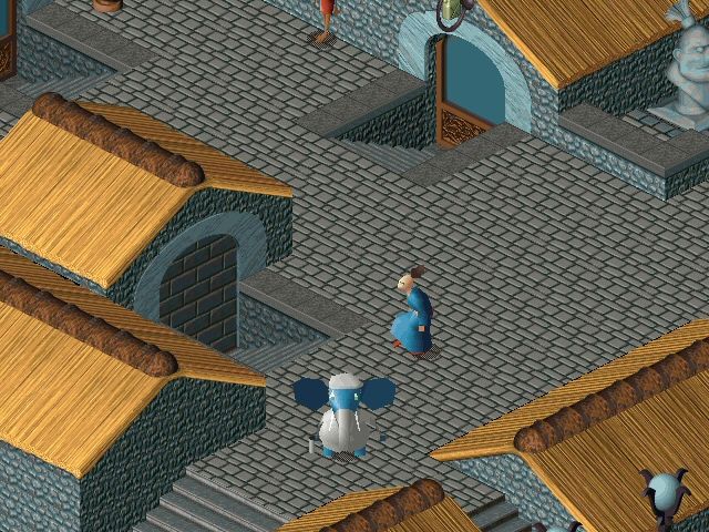 Relentless: Twinsen's Adventure (DOS) screenshot: In "discreet mode" we sneak past that very dangerous clone