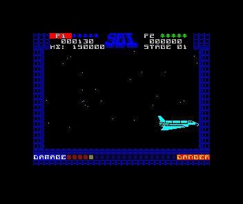 SDI: Strategic Defense Initiative (ZX Spectrum) screenshot: Being taken away having finished the stage