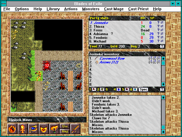 Blades of Exile (Windows 3.x) screenshot: They hit me.