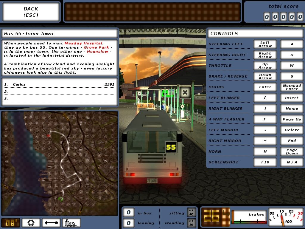 Bus Driver (Windows) screenshot: I love heavy industry and sunsets, so this should be good.