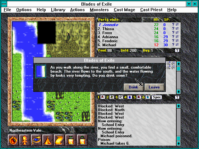 Blades of Exile (Windows 3.x) screenshot: Sure, what could go wrong?