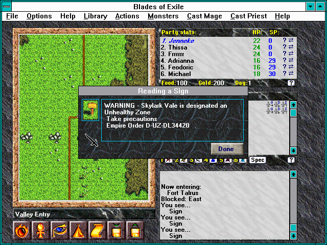 Blades of Exile (Windows 3.x) screenshot: Most every RPG could use a few of these posted at regular intervals.