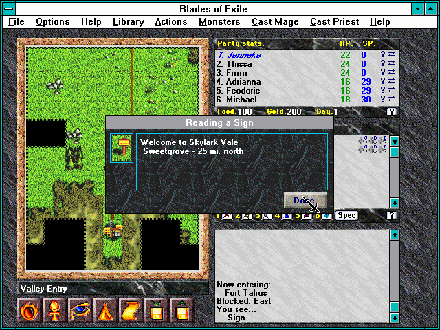 Blades of Exile (Windows 3.x) screenshot: My next destination?