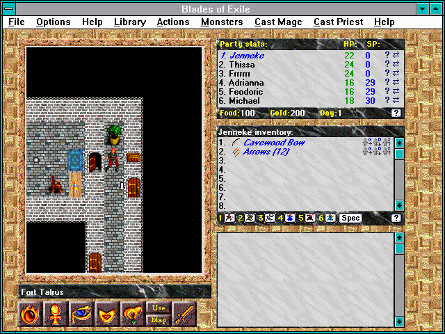 Blades of Exile (Windows 3.x) screenshot: Line-of-sight clears things right up.
