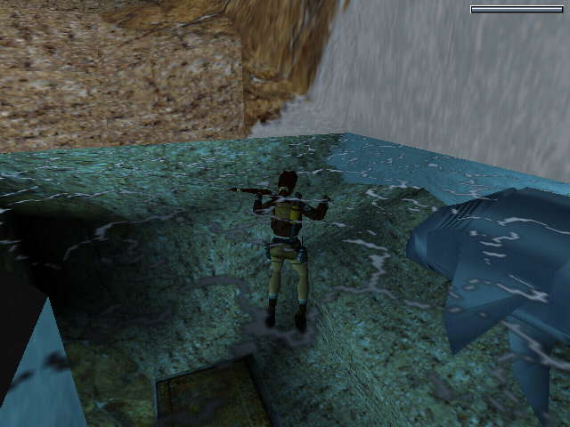 Tomb Raider II: Gold (Windows) screenshot: evil white shark!