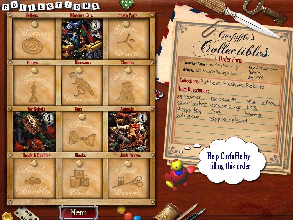 Can You See What I See?: Curfuffle's Collectibles (Windows) screenshot: Order form