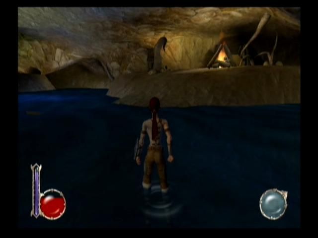 Drakan: The Ancients' Gates (PlayStation 2) screenshot: Caves often have underground rivers or lakes in them