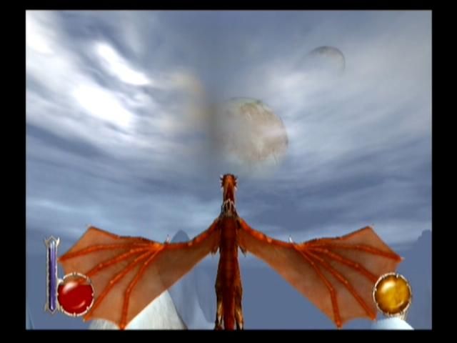 Drakan: The Ancients' Gates (PlayStation 2) screenshot: Two moons are visible in the sky