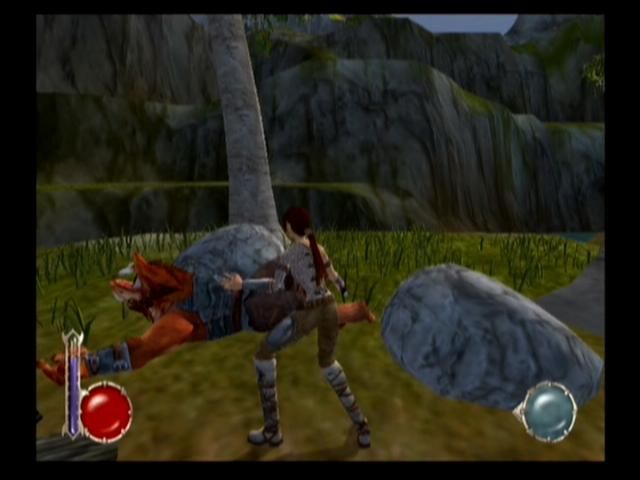 Drakan: The Ancients' Gates (PlayStation 2) screenshot: Wartoks are much bigger and stronger than Grulls