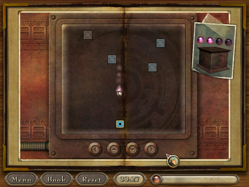 Azada (Windows) screenshot: Guiding the metal ball to the exit.