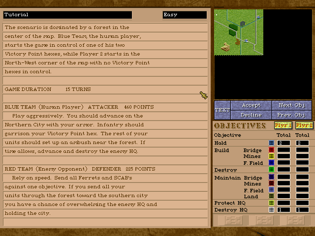 Front Lines (DOS) screenshot: Scenario description