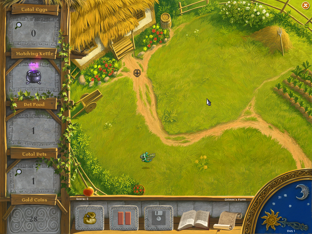 Grimm's Hatchery (Windows) screenshot: At the first farm; "Grimm's Farm"