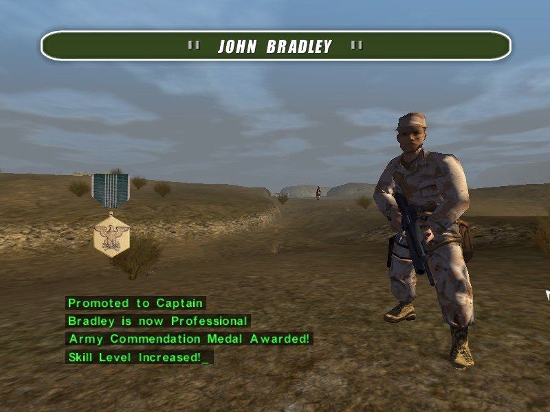 Conflict: Desert Storm (Windows) screenshot: Following each mission, your soldiers gain experience and awards.