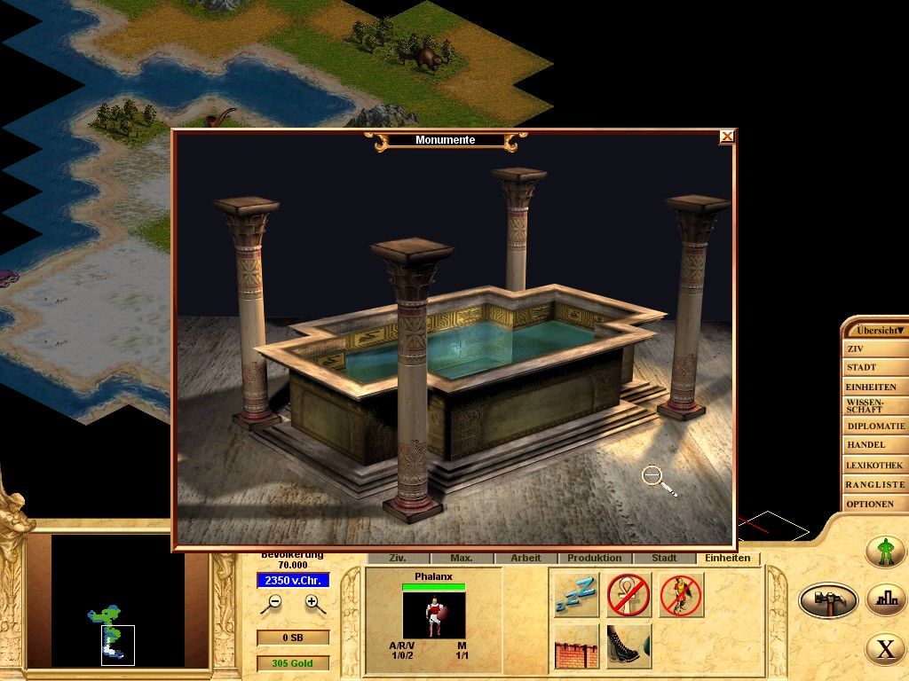 Civilization: Call to Power (Windows) screenshot: When the population is happy they build monuments for their leader.