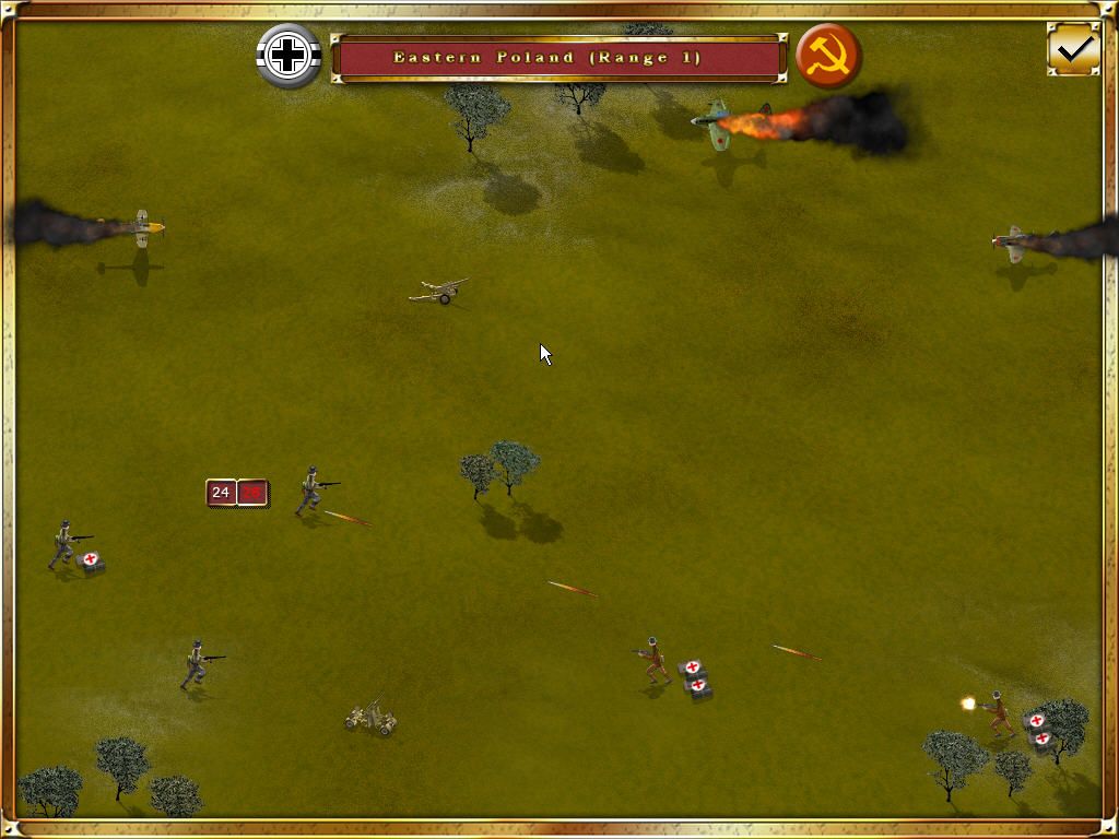 Gary Grigsby's World at War (Windows) screenshot: Taking fire from enemy units.