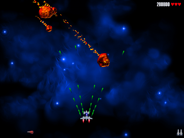 Chicken Invaders (Windows) screenshot: These asteroids look really scary!